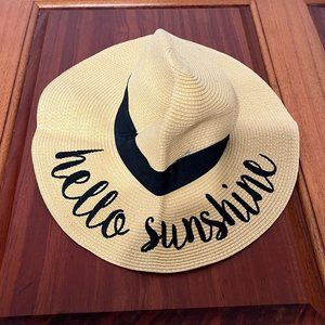Hello Sunshine Ladies' UV Sun Hat, Womens One Size Woven Beige w/ Black Trim